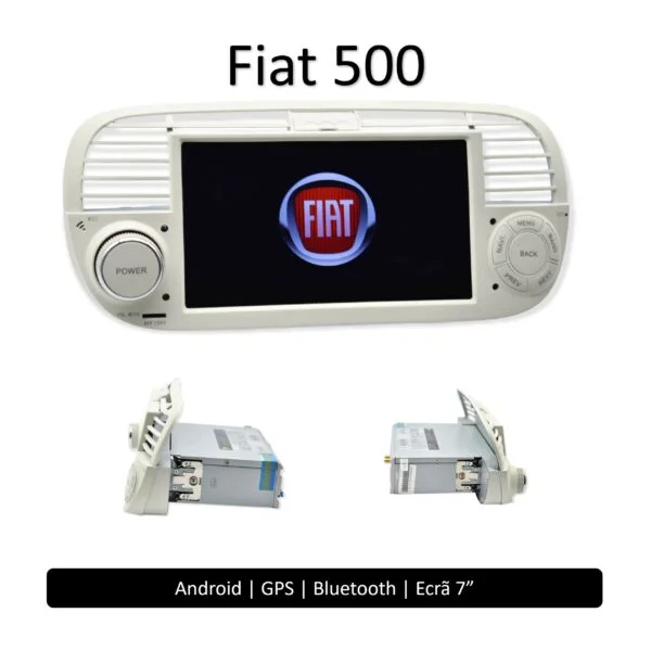 Rádio 2 din android para o fiat 500 branco playtek