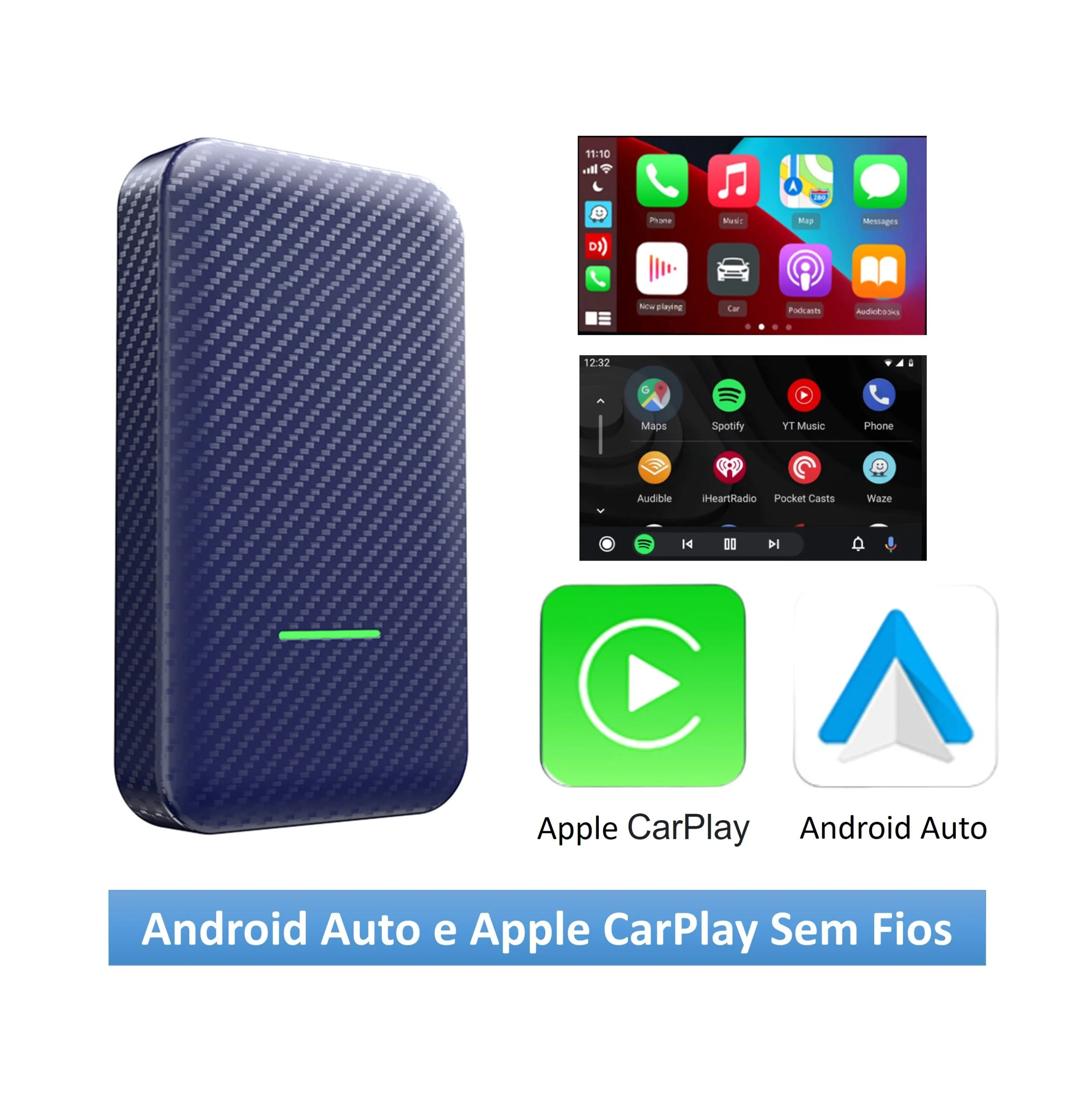 CarlinKit Dongle com fio CarPlay Android Auto para rádio de carro