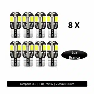 PACK DE 8 Lâmpadas LED T10 W5W com Canbus