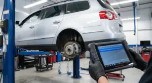 oficina com máquina de diagnostico