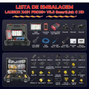 lista do incluido na LAUNCH X431 PRO3S+ SMARTLINK HD