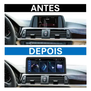antes e depois da instalação do rádio bmw serie 3 f30