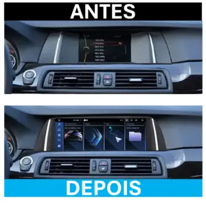 antes e depois da instalação radio android bmw serie 5 f10