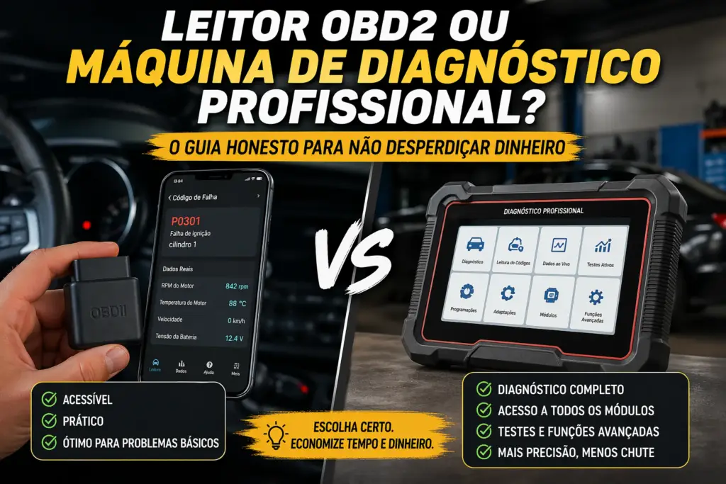 Leitor OBD2 ou Máquina de Diagnóstico Profissional