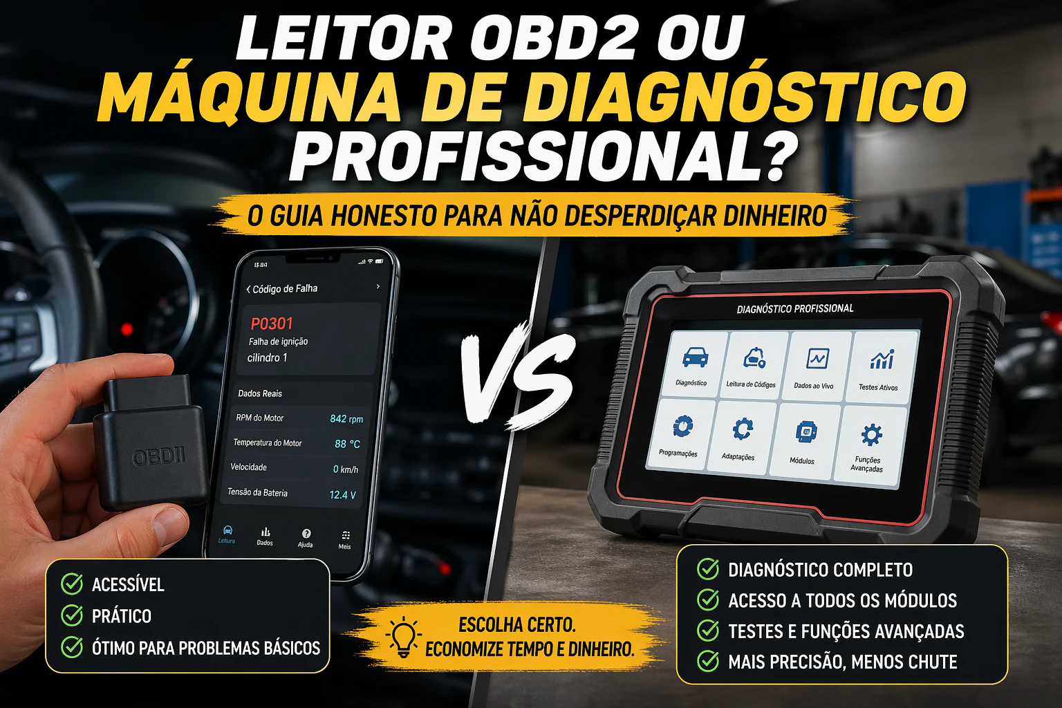 Leitor OBD2 ou Máquina de Diagnóstico Profissional