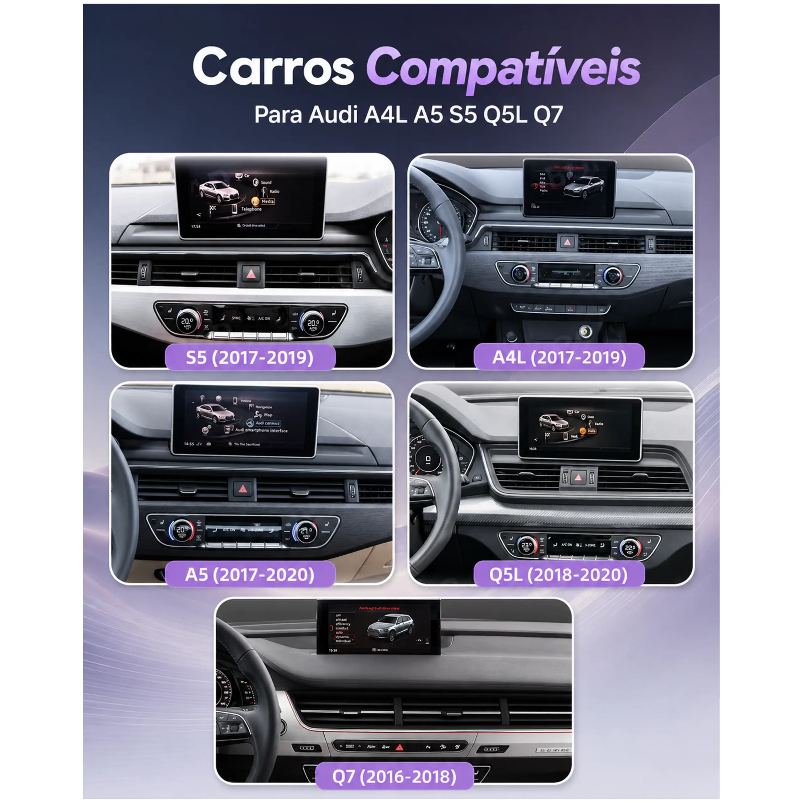 Audi-A4L-A5-S5-Q5L-Q7-carplay-amdroid-playtek-004 compatibilidade carplay sem fios para audi