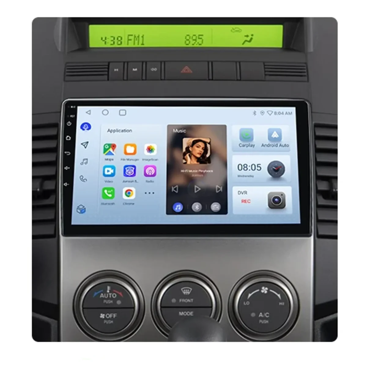 Ecrã multimédia Android para Mazda 5 com GPS, Bluetooth e acabamento original no tablier