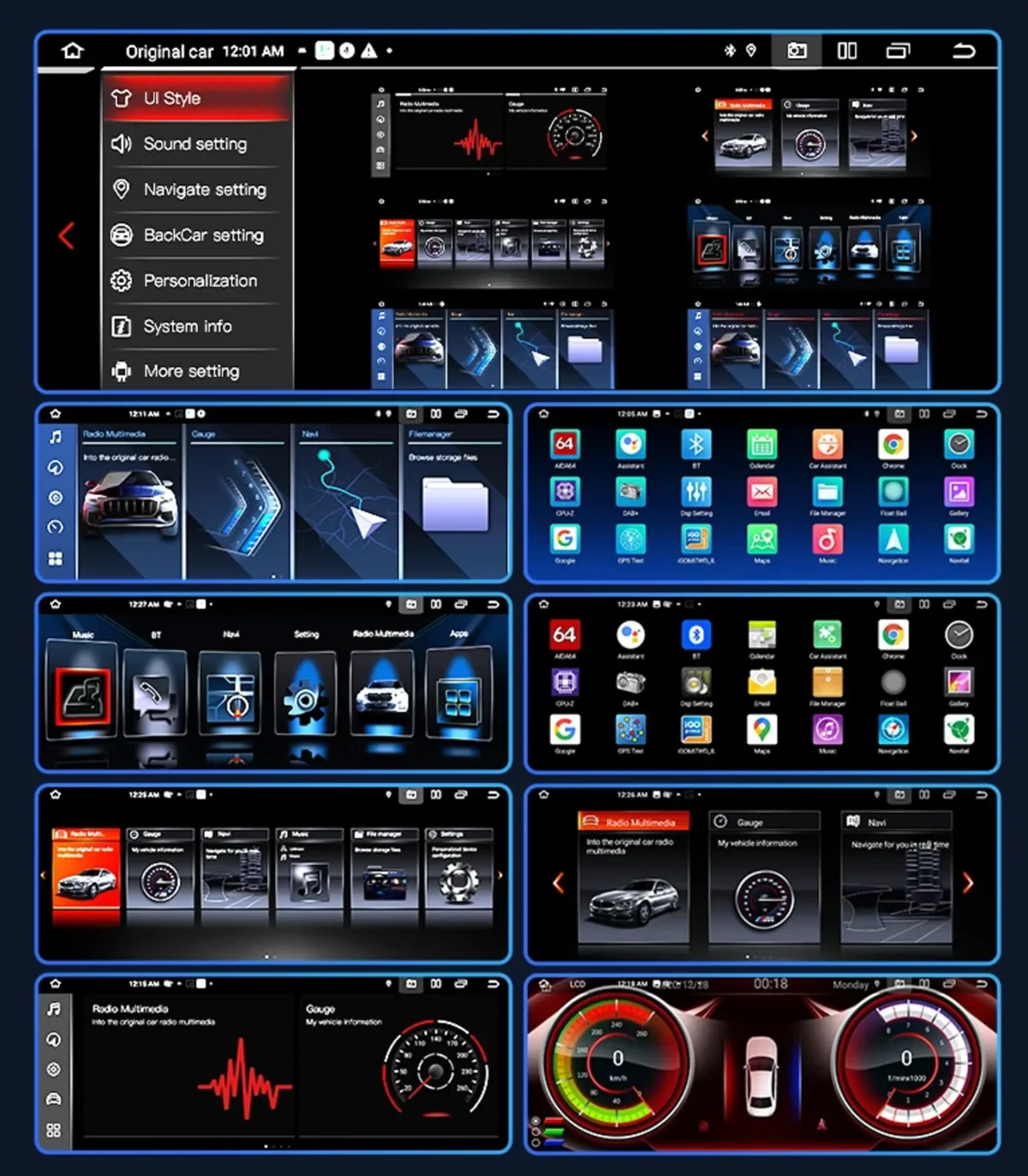 Interface Android no ecrã de 10,25 polegadas do autorrádio para BMW F30 F31 F32