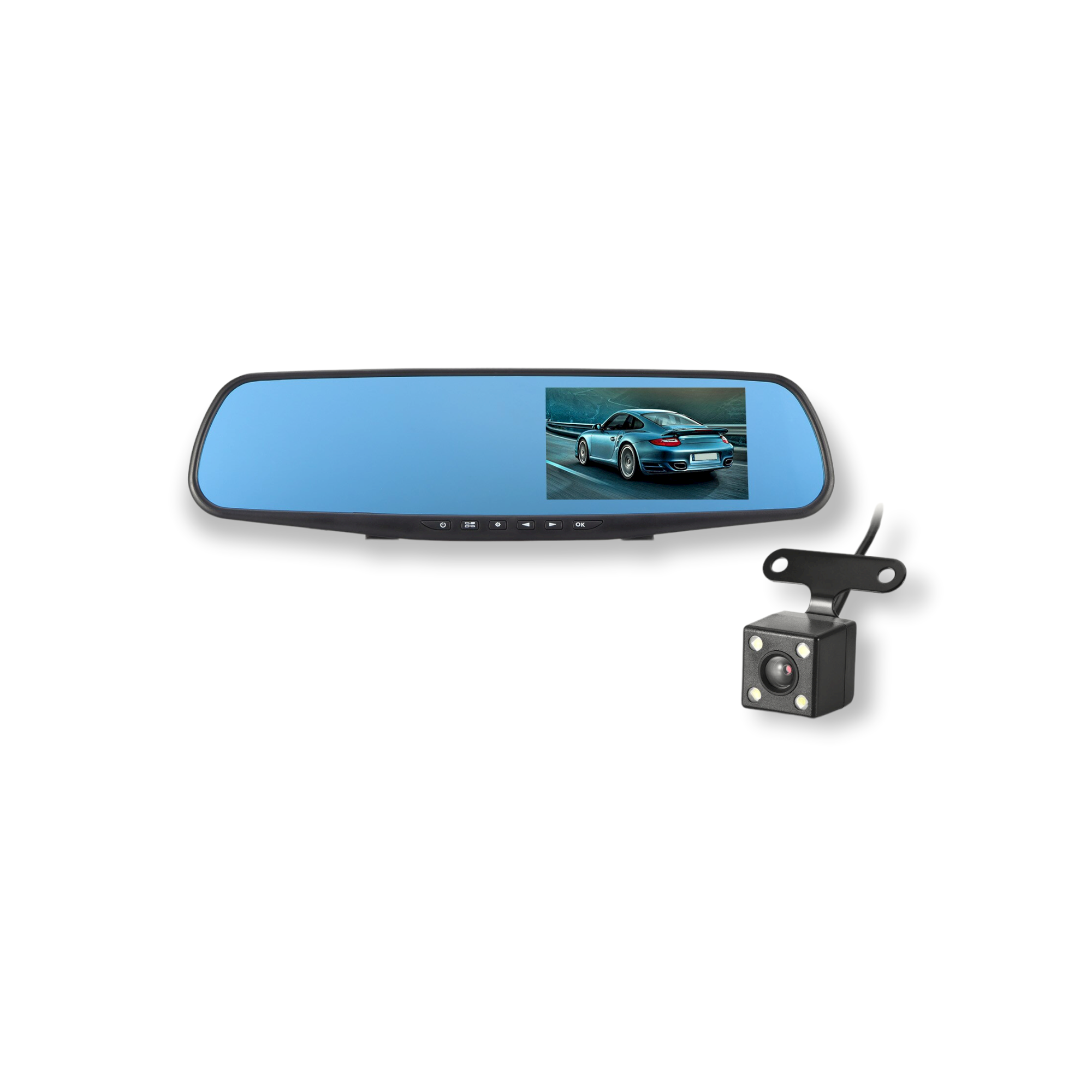 Espelho Retrovisor com câmara DVR e câmara de estacionamento