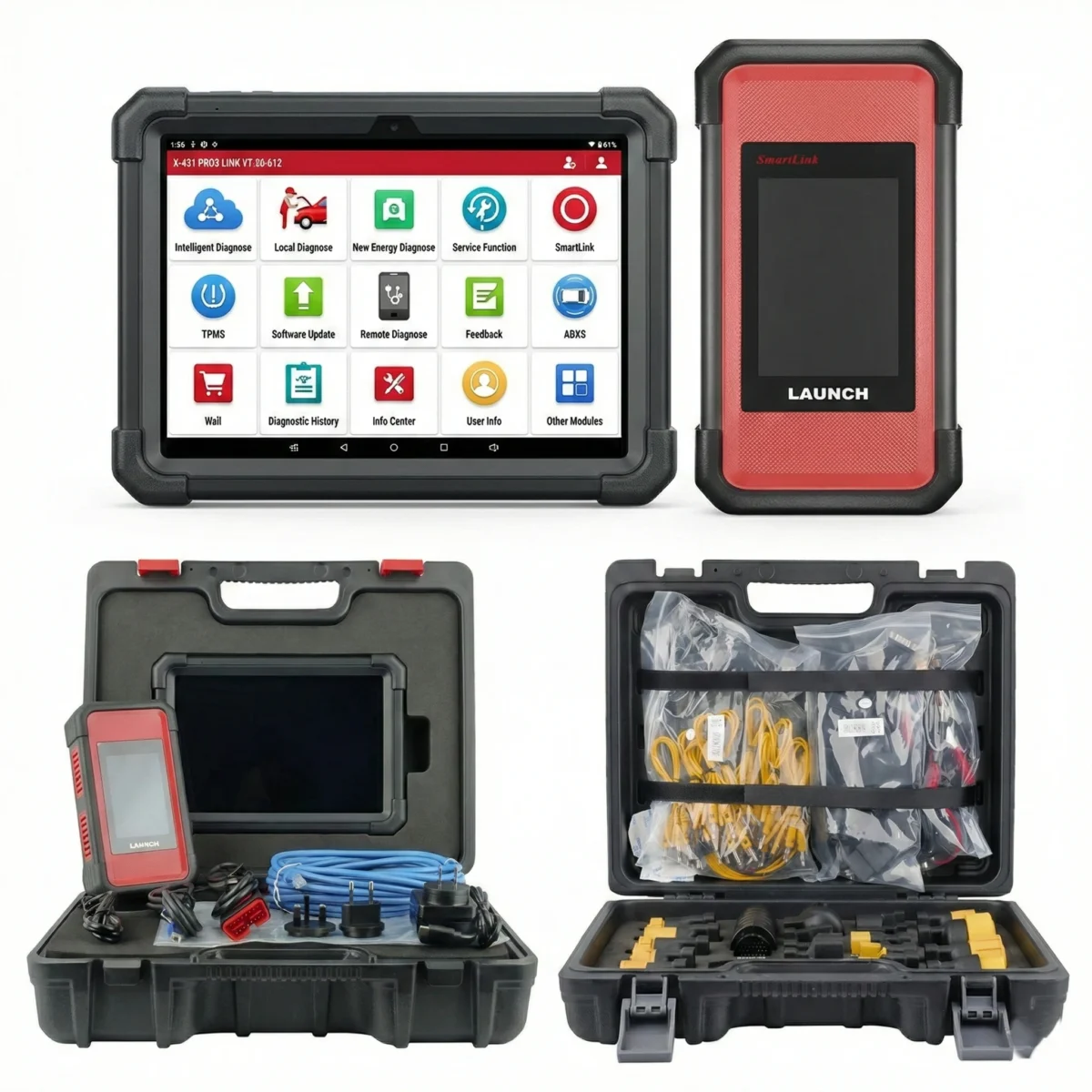 conjunto completo LAUNCH X431 PRO3S+ SMARTLINK HD