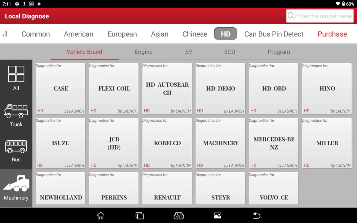 menu LAUNCH X431 PRO3S+ SMARTLINK HD