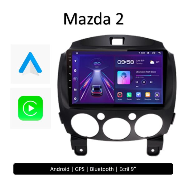 Mazda 2 Autorradio Android do ano de 2007 a 2014 – GPS WIFI Bluetooth