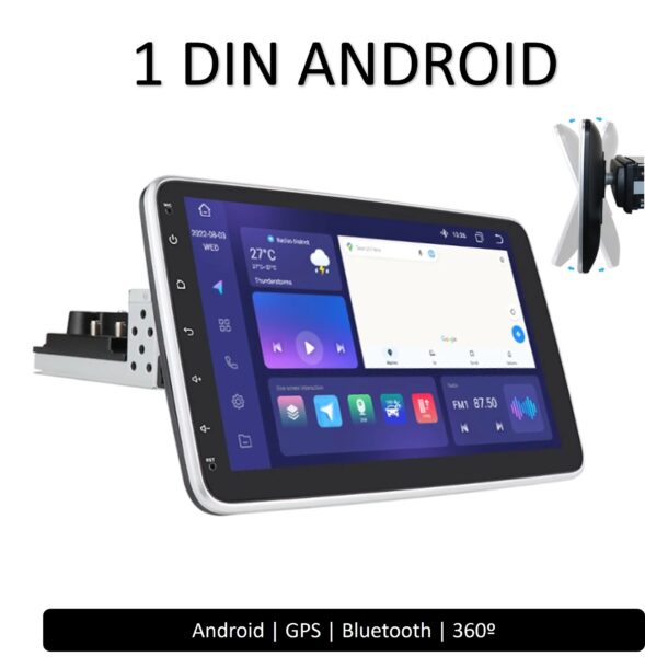 Rádio 1 DIN Android com ecrã ajustável de 10 polegadas