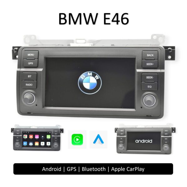 Rádio BMW E46 Premium: Conectividade Wireless Carplay, Android Auto, GPS e Bluetooth