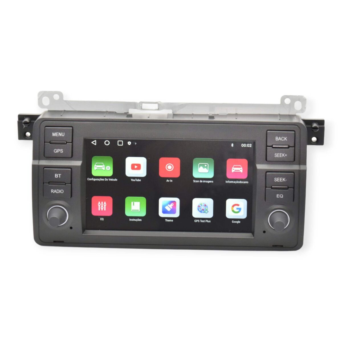 Imagem do Rádio BMW e46 mostrando a funcionalidade Carplay em ação