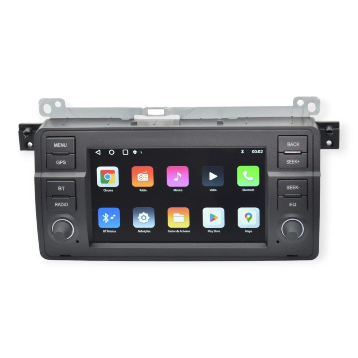 Imagem do Rádio BMW e46 mostrando a funcionalidade Carplay em ação