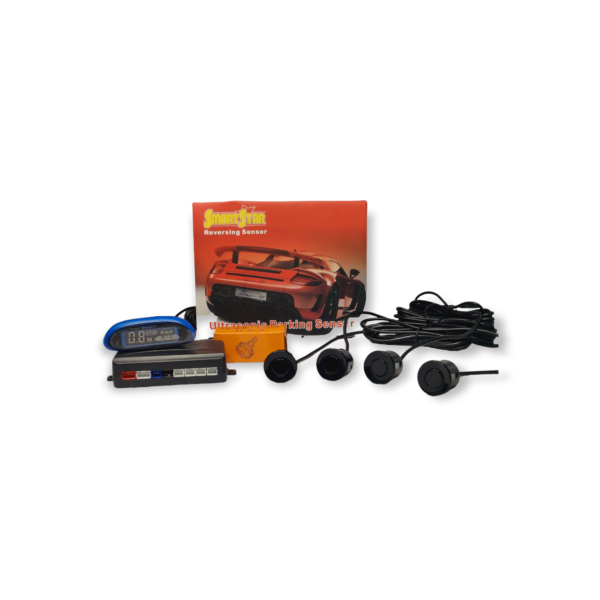 Sensores de estacionamento com monitor – Kit completo 4 Sensores Preto