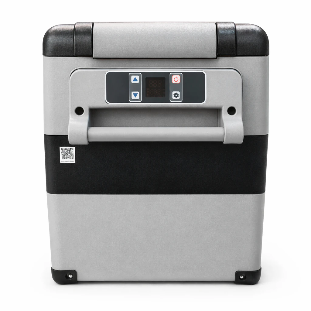 Geleira portátil VEVOR 55L com compressor vista frontal - Playtek