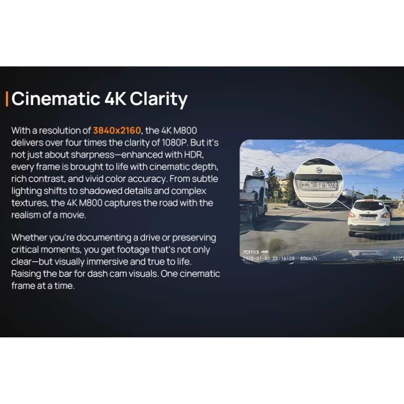 70mai M800 Dashcam 4K HDR – imagem 3