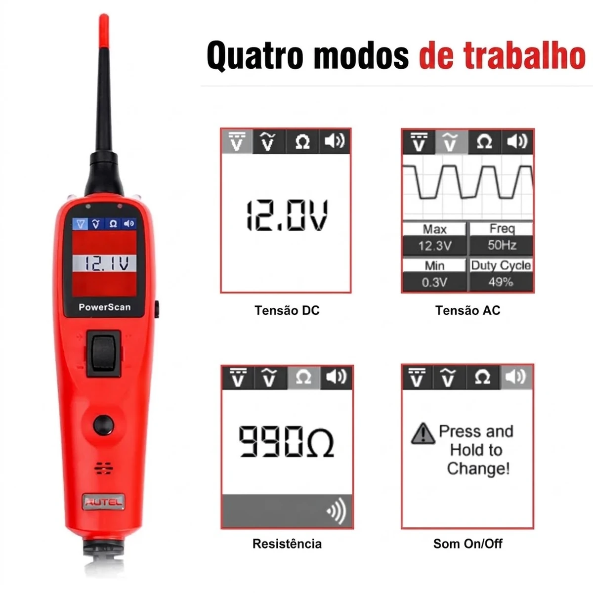 Autel PS100 com cabo de 6 metros e pinças de bateria