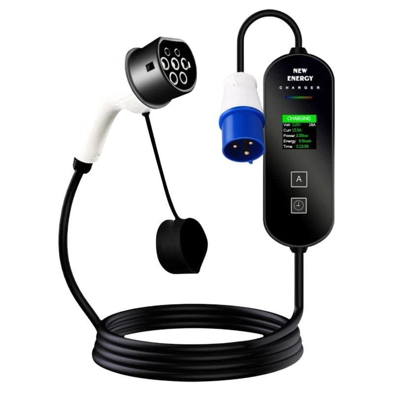 Carregador EV portátil 32 A 7 kW Tipo 2 com cabo de 10 m
