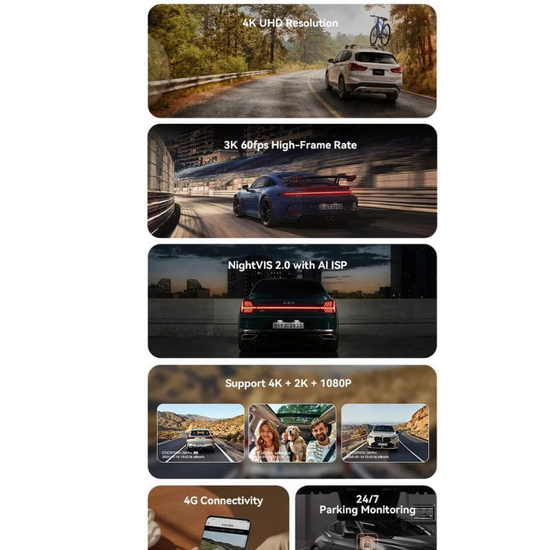 DDPAI Z60 Pro Dashcam 4K HDR Dupla – imagem 4