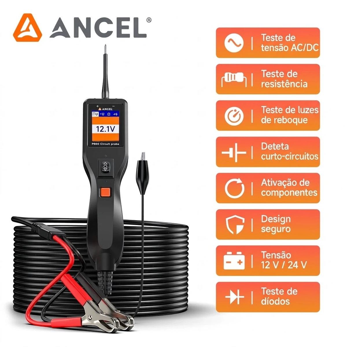 Ancel PB50 testes de tensão AC e DC