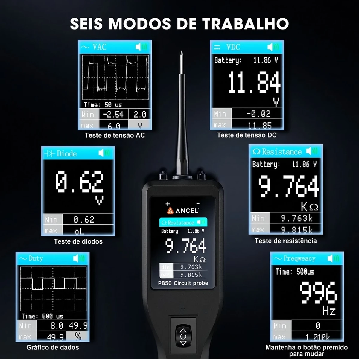 Ancel PB50 para motos, carros, SUV e barcos de 12V e 24V