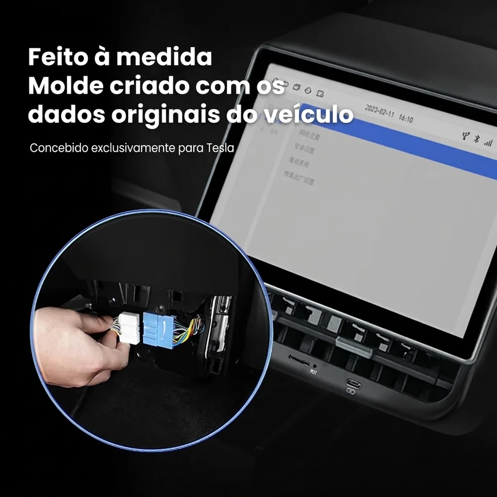 Instalação plug-and-play do ecrã traseiro Tesla Model 3 e Model Y na consola