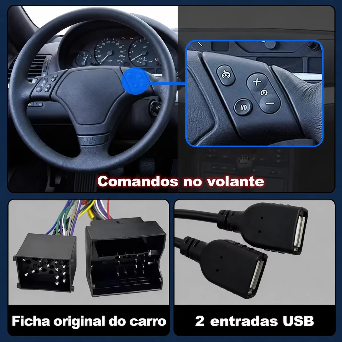 Rádio Linux Peugeot 206 cablagem e acessórios incluídos