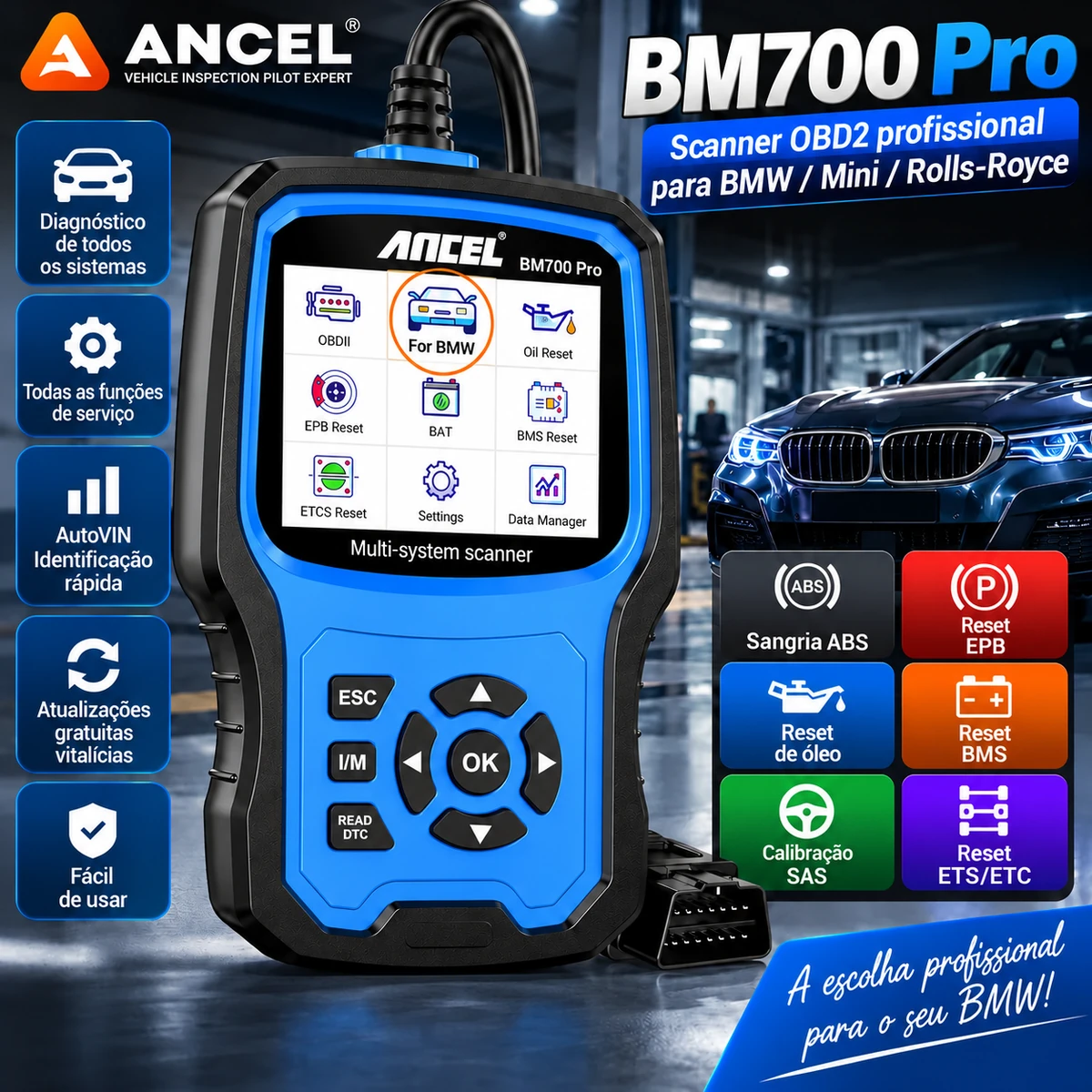 Ancel BM700 PRO com identificação automática AutoVIN