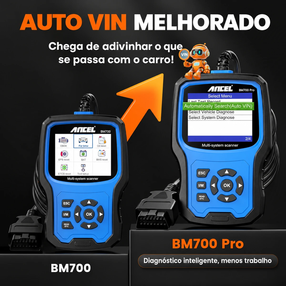 Ancel BM700 PRO leitura e apagamento de códigos de avaria