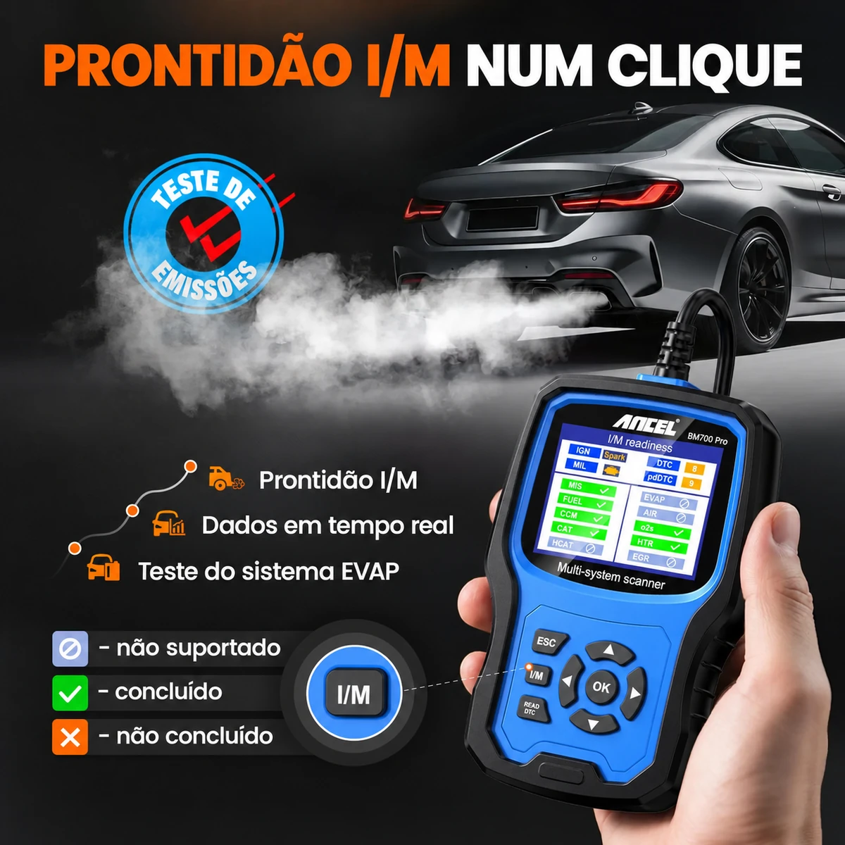 Ancel BM700 PRO teste de prontidão I/M