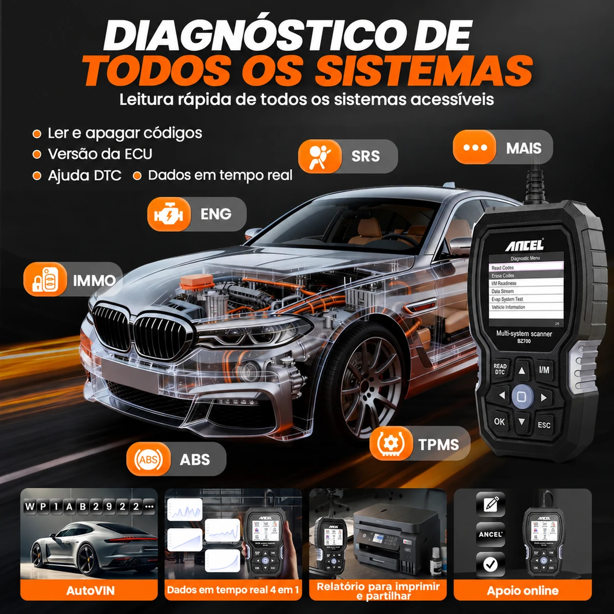 Ancel BZ700 serviços de reset para Mercedes-Benz
