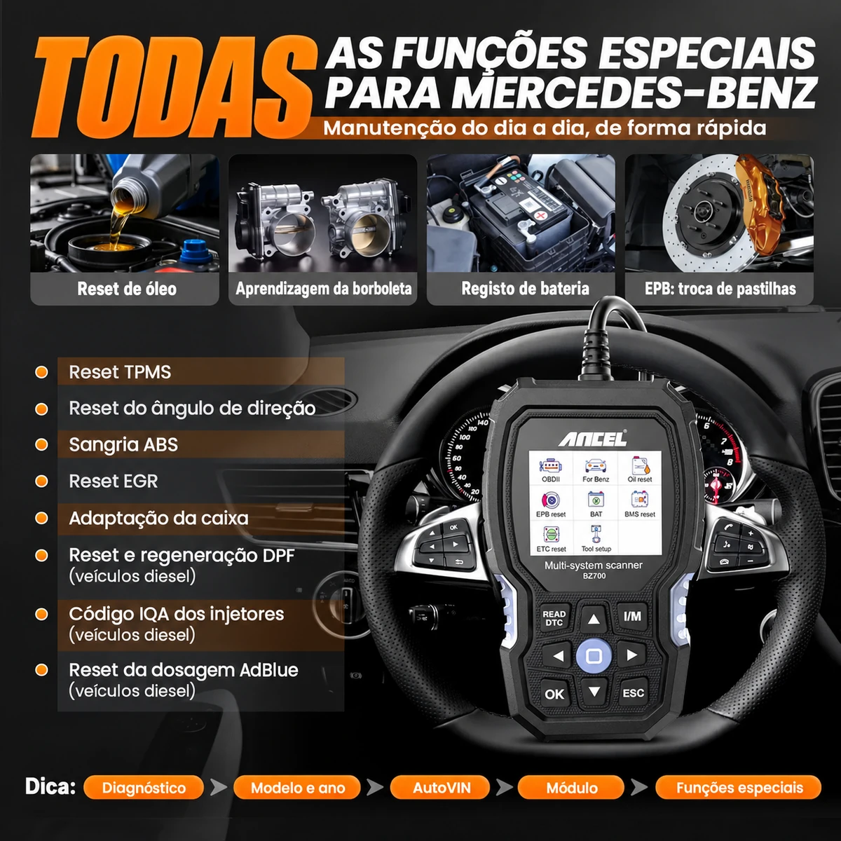 Ancel BZ700 identificação automática e dados em tempo real